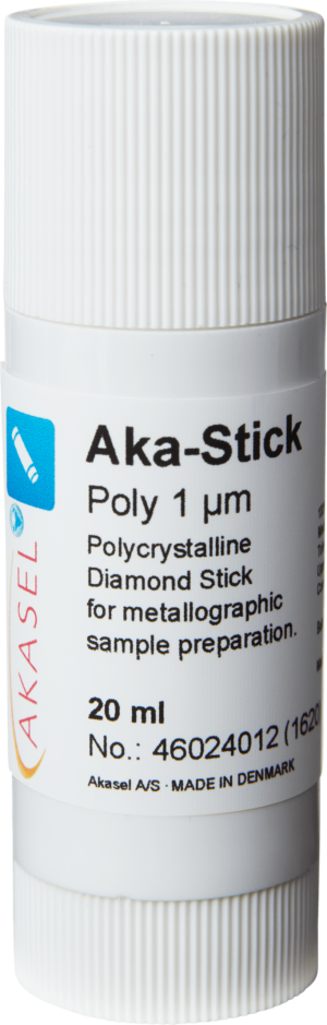 Akasel Aka-Stick Poly 1 µm – Polycrystalline diamond stick, 20 ml, perfect for conditioning polishing cloths and water-sensitive materials, with 250 ct/L concentration.