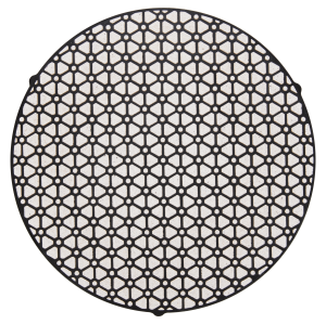 Akasel Aka-Allegran 9, rigid fine grinding disc with a bold black-and-white hexagonal pattern. The disc showcases a white base with a contrasting black mesh design. Measuring 250 mm in diameter, it is specially designed for metallographic fine grinding processes in the range of 15 – 6 µm.