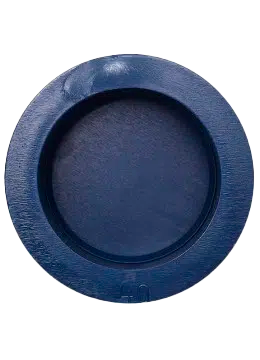 Akasel Aka-Mould: Dark blue cold mounting mold with a smooth, round inner surface, shown from above. The heat- and chemical-resistant mold is specially designed for metallographic applications and is compatible with all cold mounting materials. It is used as a two-part system. Available sizes: 25 mm, 30 mm, 40 mm, 50 mm.