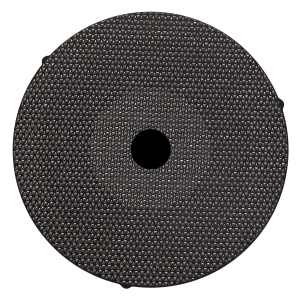 Akasel Aka-Piatto 1200 grinding disc, black with a wear-optimized design and textured surface. Measuring 250 mm in diameter, it is specially designed for metallographic fine grinding at 15 µm, perfect for samples with a hardness of 150 HV – 2000 HV. Excellent for preparing samples for subsequent polishing steps.