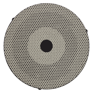 Akasel Aka-Piatto 4000 grinding disc, black-beige with a wear-optimized design. Offers increased density in the center and edge areas for consistent wear and longer lifespan. Size: 250 mm, perfect for fine grinding applications with 3 µm, especially for samples with a hardness of 150 HV – 2000 HV.
