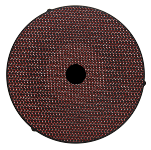 Akasel Aka-Piatto 80 grinding disc, dark red with a wear-optimized design. Enhanced density at the center and edges ensures consistent wear and prolonged durability. With a diameter of 250 mm, it is specially designed for metallographic plane grinding at 250 µm, perfect for samples with a hardness of 150 HV – 1000 HV.