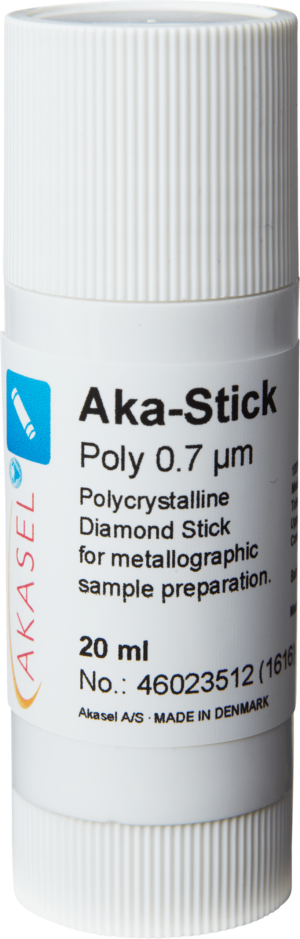 Akasel Aka-Stick Poly 0.7 µm - Bâton de diamant polycristallin, 20 ml, avec une concentration de 250 ct/L. Développé pour une distribution uniforme du diamant et des résultats de haute qualité.