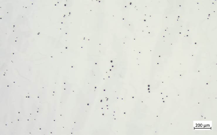 Figure 3: Embedded abrasives (diamonds) in aluminium.